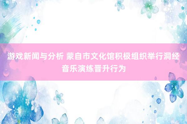 游戏新闻与分析 蒙自市文化馆积极组织举行洞经音乐演练晋升行为