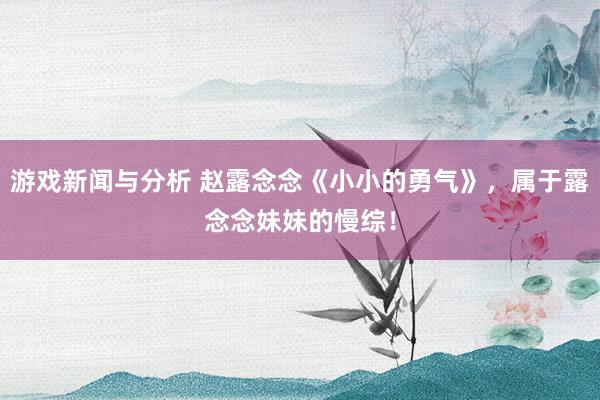 游戏新闻与分析 赵露念念《小小的勇气》，属于露念念妹妹的慢综！